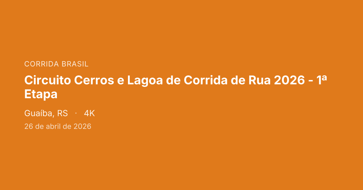 Circuito Cerros e Lagoa de Corrida de Rua 2026 - 1ª Etapa