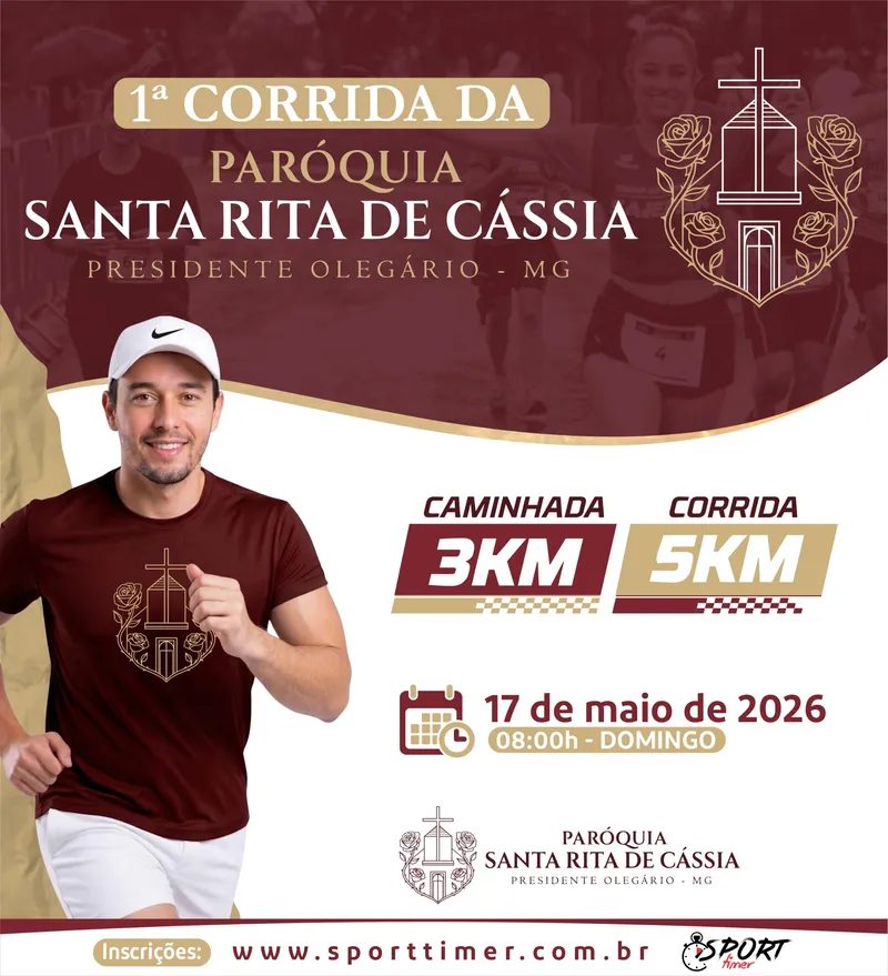 1ª Corrida e Caminhada da Paróquia Santa Rita de Cássia - Presidente Olegário/mg