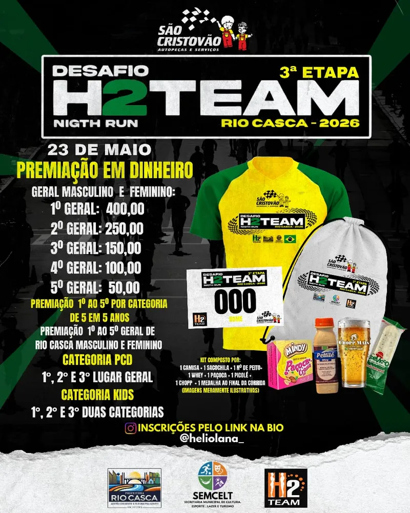 Desafio H2 Team -Night Run- 3ª Etapa Rio Casca