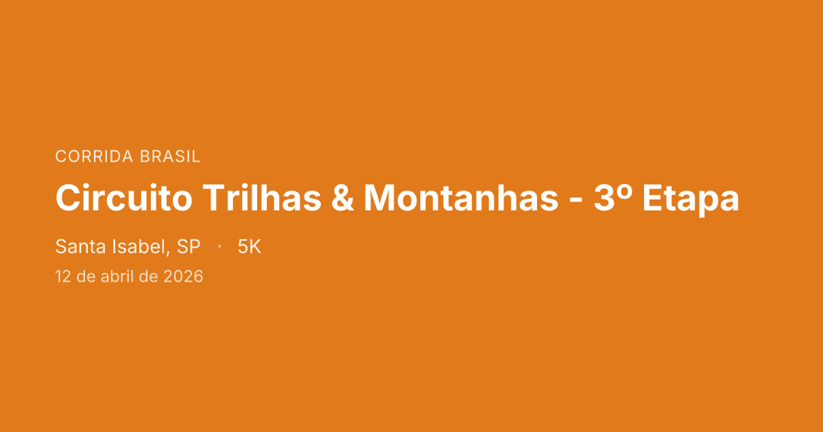 Circuito Trilhas & Montanhas - 3º Etapa